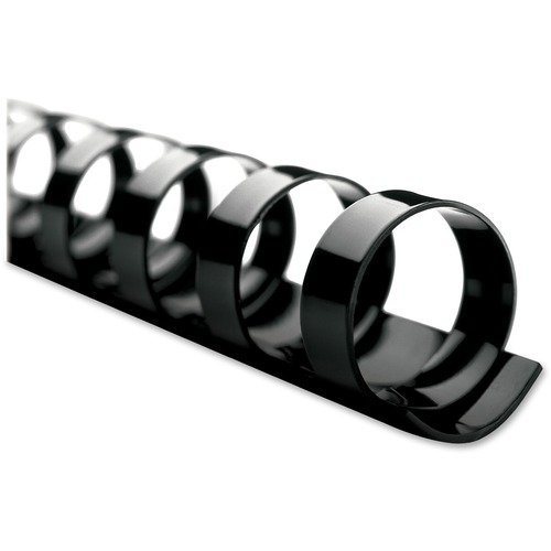 GBC CombBind 19-ring Binding Spines - 25 x Sheet Capacity - 19 x Rings - Round - Black - Plastic - 100 / Box