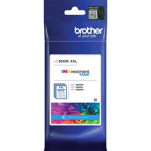 Brother Genuine LC3033C Single Pack Super High-yield Cyan INKvestment Tank Ink Cartridge - Inkjet - Super High Yield - 1500 Pages - 1 Pack