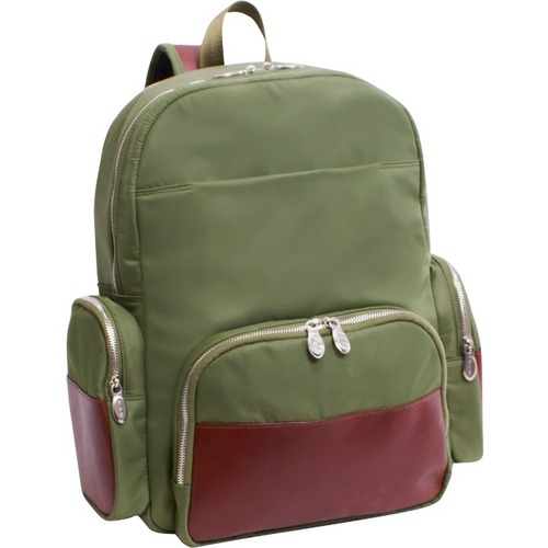 McKleinUSA CUMBERLAND 18361 Carrying Case (Backpack) for 17" Notebook - Green - Nylon Body - Shoulder Strap, Trolley Strap, Handle - 16.5" Height x 5.5" Width x 12.5" Depth