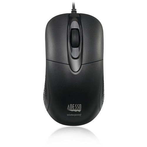 Adesso iMouse W4 - Waterproof Antimicrobial Optical Mouse - Optical - Cable - Black - USB - 1000 dpi - Scroll Wheel - 3 Button(s) - Right-handed Only