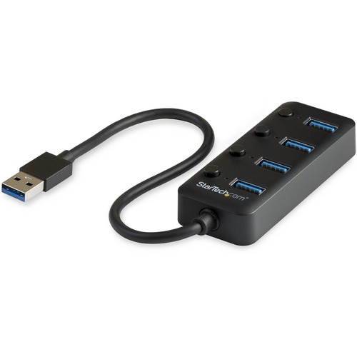 StarTech.com 4 Port USB 3.0 Hub - USB Type-A to 4x USB-A with Individual On/Off Port Switches - SuperSpeed 5Gbps USB 3.2 Gen 1 - Bus Power - 4 port USB 3.0 hub with individual port switches - 4x USB Type-A ports - SuperSpeed 5Gbps (USB 3.2/3.1 Gen 1) - Bu