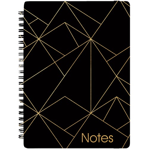 Blueline Gold Collection Notebook - 116 Pages - Twin Wirebound - Black Cover - Index Sheet, Storage Pocket, Micro Perforated - Recycled - 1Each - Appointment Books & Planners - BLIAF300002