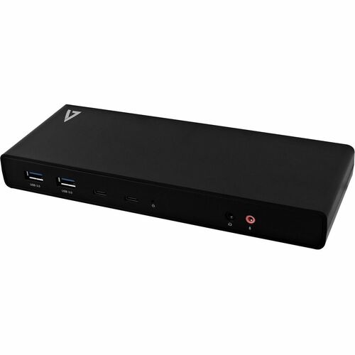 V7 Dual DisplayLink 4K Universal Docking Station with USB-C Power Delivery - V7 UCDDS-1N USB-C Dual 4K 60Hz DisplayLink Universal Docking Station with 65W PD, 2 x USB-C, 4 x USB 3.0, Gigabit Ethernet, 2x HDMI, 2x DisplayPort, 3.5 Audio In+Out, 100W Power 