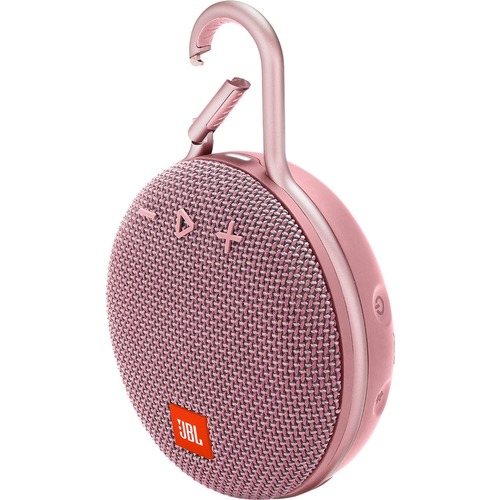JBL Clip 3 Portable Bluetooth Speaker System - Pink - 120 Hz to 20 kHz - Battery Rechargeable - USB
