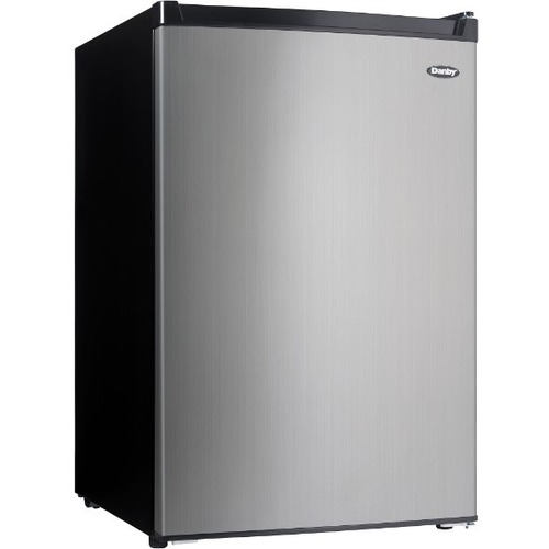 Danby 4.5 cu. ft. Compact Refrigerator with True Freezer - 4.50 ft³ - Manual Defrost - Reversible - 120 V AC - Stainless Steel - Stainless Steel - Freestanding