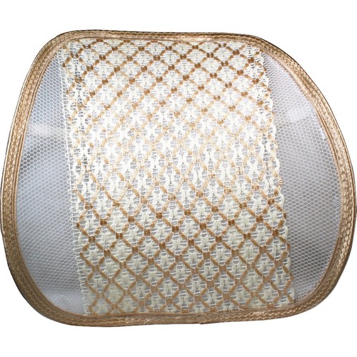 QVS Premium Ergonomic Lumbar Back Support with Woven Pad - Gold, Cream - Mesh Fabric, Steel, Woven