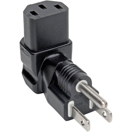 Tripp Lite Down-Angled NEMA 5-15P to C13 Power Cord Adapter - 10A, 125V, Black - 1 x NEMA 5-15P Plug - 1 x IEC 60320 C13 Receptacle - 125 V AC / 10 A - Black