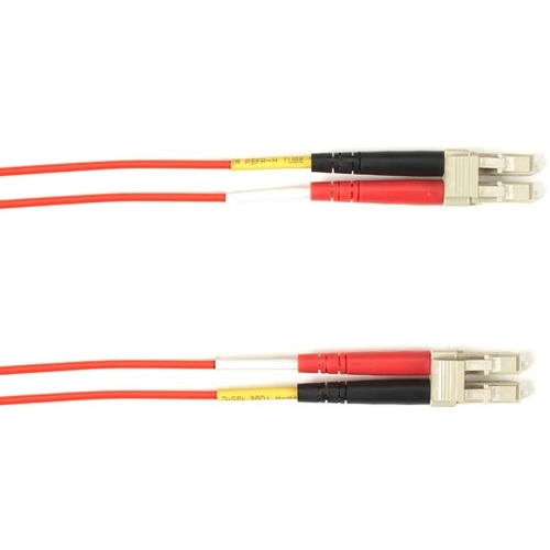 Black Box Fiber Optic Duplex Patch Network Cable - 9.80 ft Fiber Optic Network Cable for Network Device - First End: 2 x LC Network - Male - Second End: 2 x LC Network - Male - 10 Gbit/s - Patch Cable - LSZH - 50/125 µm - Red - TAA Compliant