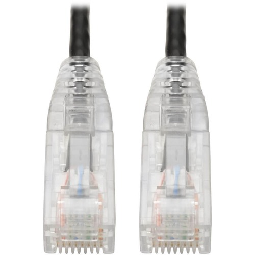 Tripp Lite Cat6 UTP Patch Cable (RJ45) - M/M, Gigabit, Snagless, Molded, Slim, Black, 1 ft. - 1 ft Category 6 Network Cable for Network Device, Printer, Photocopier, Router, Server, Computer, Modem, Switch, Workstation - First End: 1 x RJ-45 Network - Mal
