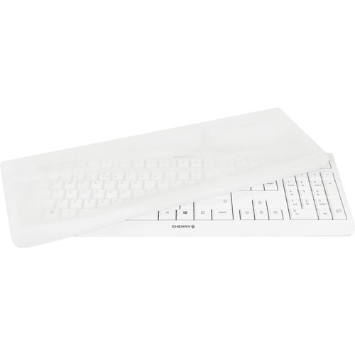 CHERRY WHITE EZCLEAN Wired Covered Cleanable Keyboard - Full Size,Pale Gray,Easy to Clean Flat Silicone Cover