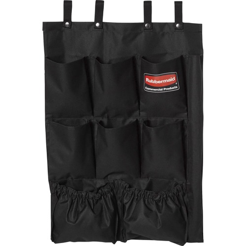 Rubbermaid Commercial Janitor's Cart 9-pocket Hanging Organizer - 9 Pocket(s) - 28" Height x 19.75" Width x 1.50" Depth - Black - Fabric - 1 Each