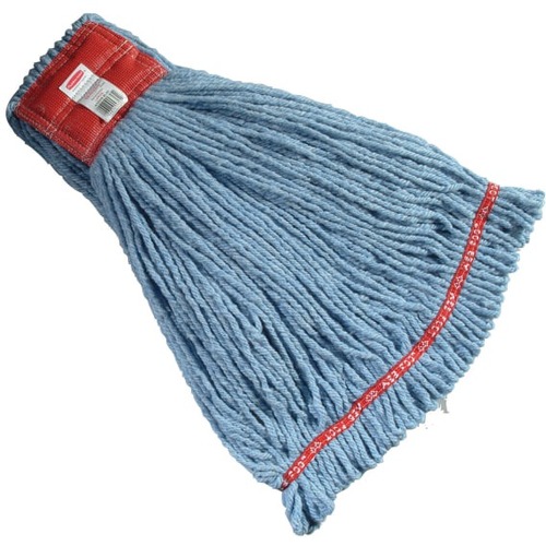 Rubbermaid Premium Web Foot Shrinkless Wet Mop, Large 5" Headband, Blue - 1Each