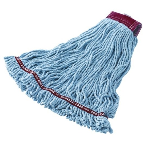 Rubbermaid Wet Mop Head, Swinger Loop, Cotton Blend, Large, Blue, Case Of 6 - Large - Cotton, Synthetic Yarn - 6 / Case