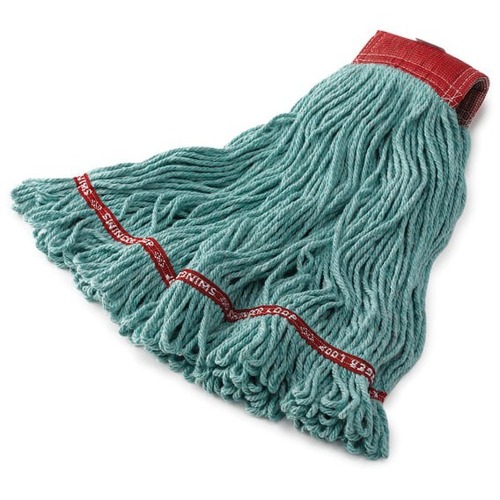 Rubbermaid Swinger Loop Wet Mop, Medium 5" Headband, Green - Medium - Cotton, Synthetic Yarn - 1Each