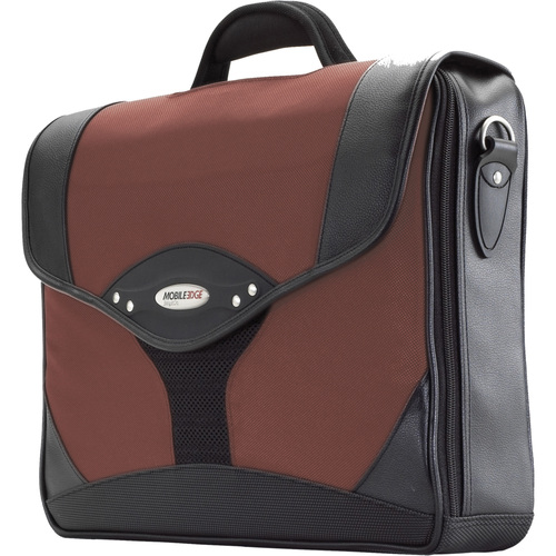 Mobile Edge Select Briefcase - Top-loading - Shoulder Strap, Handle - Leather - Red, Black