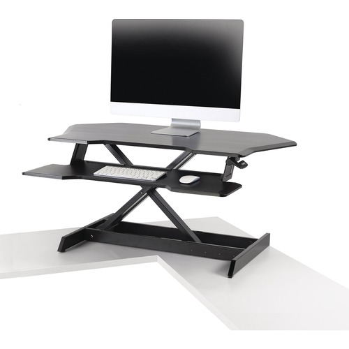 Ergotron WorkFit Corner Standing Desk Converter - Up to 30" Screen Support - 15.88 kg Load Capacity - Desktop, Tabletop - Black