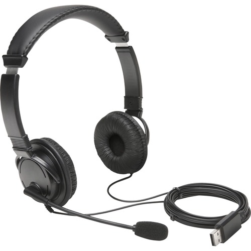 Kensington USB-A Headphones With Mic, Over-the-Head, Black