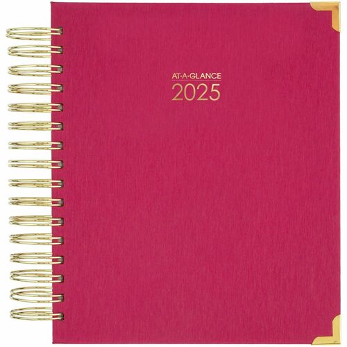 At-A-Glance Harmony Hardcover Daily Monthly Planner, Berry, Medium, 7" x 8 3/4" - Medium Size - Daily, Monthly - 12 Month - January 2025 - December 2025 - 7:00 AM to 8:00 PM - Hourly - 1 Month, 1 Day Double Page Layout - 7" x 8 3/4" White Sheet - Wire Bou