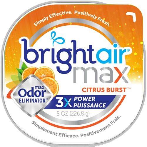 Bright Air Max Scented Gel Odor Eliminator - Gel - 8 oz - Citrus - 1 Each - Odor Neutralizer, Phthalate-free, Paraben-free, BHT Free, Bio-based, Formaldehyde-free, NPE-free