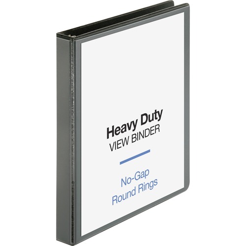 Business Source Heavy-duty View Binder - 1" Binder Capacity - Letter - 8 1/2" x 11" Sheet Size - 225 Sheet Capacity - Round Ring Fastener(s) - 2 Internal Pocket(s) - Polypropylene-covered Chipboard - Black - Wrinkle-free, Non-glare, Gap-free Ring, Durable
