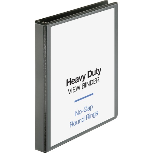 Business Source Heavy-duty View Binder - 1" Binder Capacity - Letter - 8 1/2" x 11" Sheet Size - 225 Sheet Capacity - Round Ring Fastener(s) - 2 Internal Pocket(s) - Polypropylene-covered Chipboard - Black - Wrinkle-free, Non-glare, Gap-free Ring, Durable - Presentation / View Binders - BSN19600