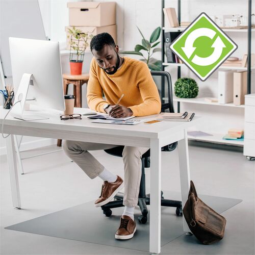 Ecotex® Enhanced Polymer Rectangular Chair Mat with Anti-Slip Backing for Hard Floors - 48" x 60" - Hard Floor, Pile Carpet, Home, Office - 60" Length x 48" Width x 0.075" Depth x 0.075" Thickness - Rectangular - Polymer - Clear - 1Each - TAA Complian