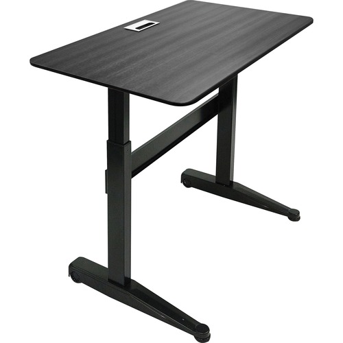 Iceberg 47x27 Pneumatic Adjustable Worksurface - Black Rectangle Top - Crossbar Base - 47" Table Top Width x 27" Table Top Depth - 46" Height - Assemb