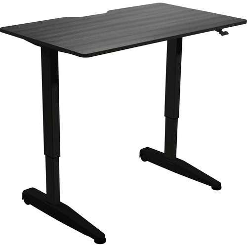 Iceberg 59x29 Pneumatic Adjustable Worksurface - Black Rectangle Top - Crossbar Base - 59" Table Top Width x 29" Table Top Depth - 46" Height - Assemb
