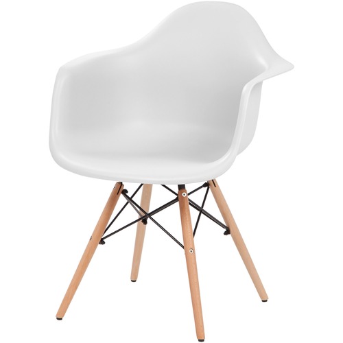 IRIS Classic Shell Chair with Armrests - White - Plastic - 24" Length x 24.4" Width - 31.9" Height - 2 / Carton