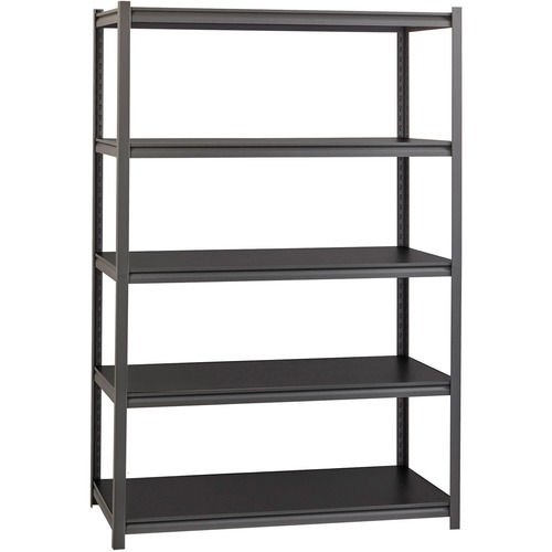 Lorell Iron Horse 3200 lb Capacity Riveted Shelving - 5 Shelf(ves) - 72" Height x 48" Width x 18" Depth - 30% Recycled - Black - Steel, Laminate - 1 Each