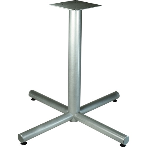 Lorell Hospitality Cafe-Height Table X-Leg Base - Metallic Silver X-shaped Base - 30" Height x 42" Width x 42" Depth - Assembly Required - 1 Each