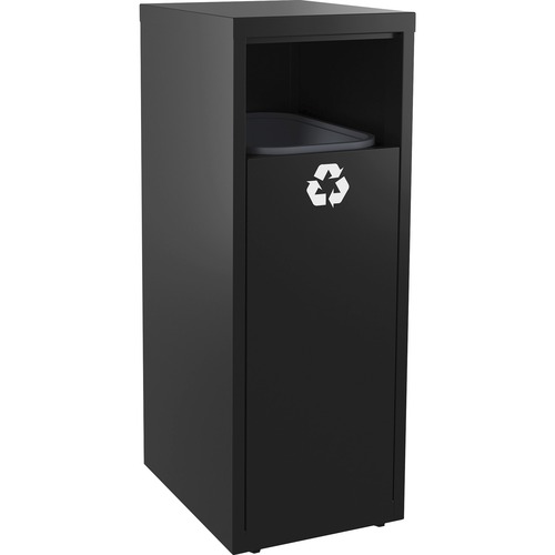 Lorell Recycling Tower - 37.85 L Capacity - 40.2" Height x 18.6" Width - Black - 1 Each - Recycling Bins - LLR66952