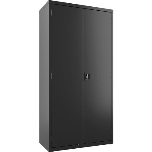 Lorell Fortress Series Wardrobe Cabinet - 18" Length x 36" Width x 72" Height - 2 x Door(s) - Locking Door - Black - Steel - Recycled