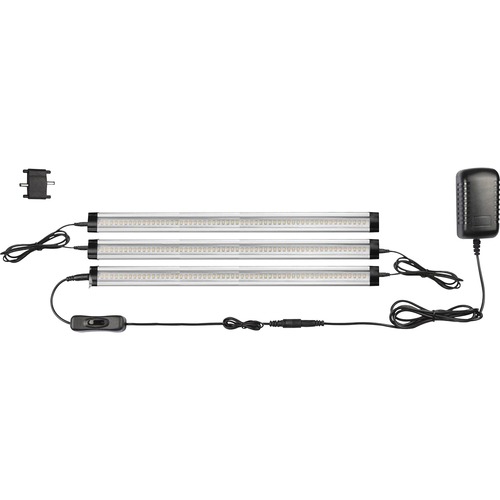 Lorell LED Task Lighting Starter Kit - 1" Height - 2" Width - LED Bulb - 1350 lm Lumens - Silver, Black - for Furniture