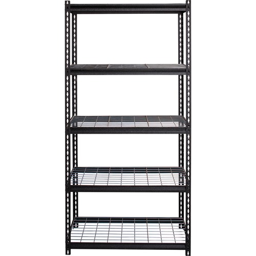 Lorell Wire Deck Shelving - 72" Height x 36" Width x 18" Depth - 28% - Black - Steel - 1 Each