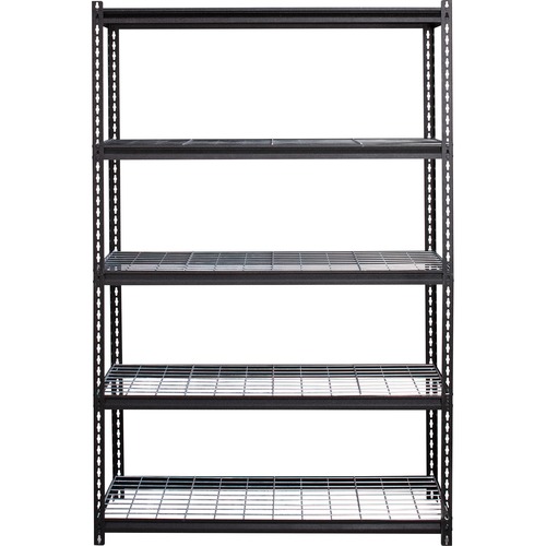 Lorell Wire Deck Shelving - 5 Shelf(ves) - 72" Height x 48" Width x 18" Depth - 28% Recycled - Black - Steel - 1 Each