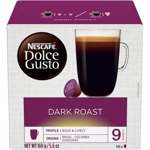 Nescafe Dolce Gusto Dark Roast Coffee Capsules Capsule - Compatible with Majesto Automatic Coffee Machine - Licorice Root, Dark Chocolate, Arabica, Ri
