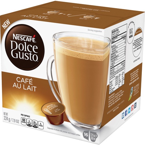 Nescafe Dolce Gusto Cafe Au Lait Coffee Capsules Capsule - Compatible with Majesto Automatic Coffee Machine - Rich Aroma, Caramel, Toasted Cereal, Caf