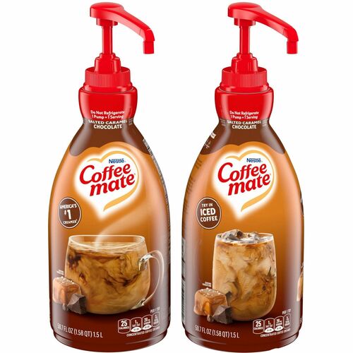 Coffee mate Salted Caramel Chocolate Flavor Concentrated Coffee Creamer - Salted Caramel Chocolate Flavor - 50.7 fl oz - 2 / Carton Bottle - 600 Serving