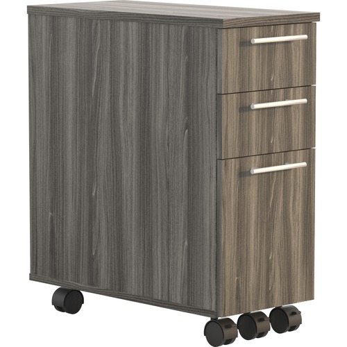 Safco Medina Box/Box/File Skinny Pedestal - 23" x 10.8" x 24.5" - 2 x Drawer(s) for Box, File - Letter, Legal - 20 lb Load Capacity - Freestanding, Adjustable Height, Locking Casters - Walnut - Laminate - Assembly Required