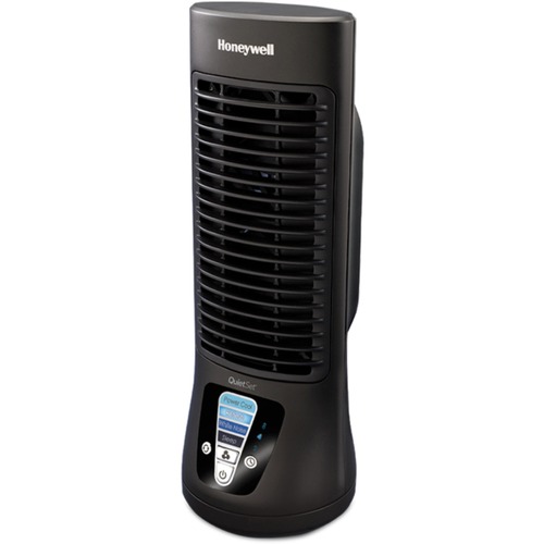 Honeywell QuietSet Slim Mini Tower Fan - 4 Speed - Variable Speed Control, Oscillating, Timer-off Function, Energy Efficient - 13" Height x 4.7" Width - Black