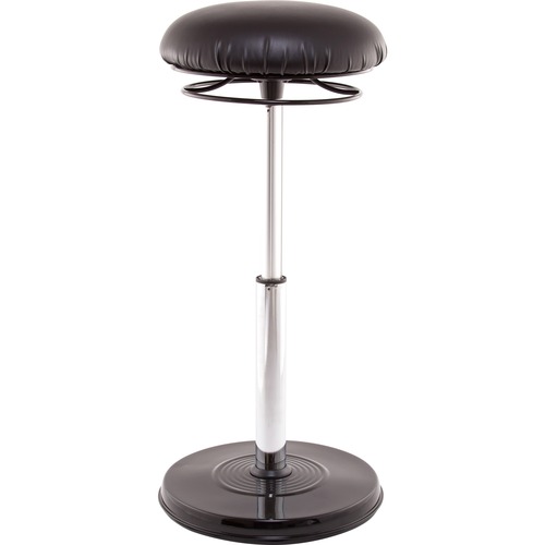 Kore Office Plus Standing Desk Active Chair, Black Leather-like (21.5" - 32") - Black Vinyl Seat - Circle Base - 1 Each