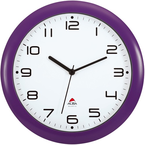 Alba Wall Clock - Analog - Quartz - White Main Dial - Purple - Classic Style