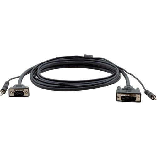 Kramer DVI-I (M) to 15-pin HD (M) & 3.5mm Audio Cable - 25 ft DVI-I/Mini-phone/VGA A/V Cable for Audio/Video Device, Notebook, Video Conferencing System - First End: 1 x DVI-A Analog Video - Male, 1 x Mini-phone Stereo Audio - Male - Second End: 1 x 15-pi