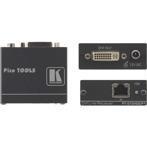 Kramer PT-572HDCP+ DVI (HDCP) over Twisted Pair Receiver - 1 Output Device - 330 ft RangeNetwork (RJ-45)DVI Out - UXGA - 1600 x 1200