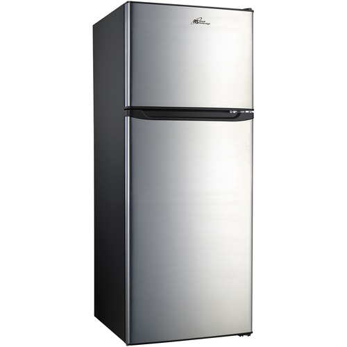 Royal Sovereign 7.6 Cu. Ft. Two Door Compact Refrigerator - 215.21 L - Reversible - 169.90 L Net Refrigerator Capacity - 45.31 L Net Freezer Capacity - Stainless Steel - Glass Shelf, Wire Shelf