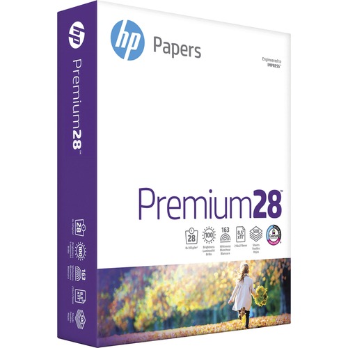 HP Papers Premium28 8.5x11 Laser Copy & Multipurpose Paper - Bright White - 100 Brightness - Letter - 8 1/2" x 11" - 28 lb Basis Weight - 320 g/m² Grammage - Smooth - 500 / Ream - Uncoated, ColorLok Technology, Heavyweight