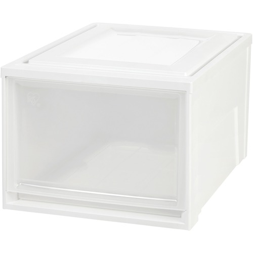 IRIS Stackable Storage Box Drawer - External Dimensions: 19.6" Length x 15.8" Width x 11.5" Height - 10.85 gal - Stackable - Plastic - Clear, White - 