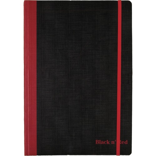 Black n' Red Flexible Casebound Notebook - 72 Sheets - Case Bound - Ruled - 6 29/32" x 9 4/5" - 10" x 7.3"0.5" - Black/Red Cover - Bleed Resistant, Ink Resistant, Storage Pocket, Smooth, Bungee Strap - 1 Each