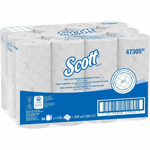 Kimberly-Clark Professional Pro Paper Core High-Capacity Bath Tissue - 2 Ply - 3.90" x 3.70" - 1100 Sheets/Roll - White - Absorbent, Unscented, Dye-fr
